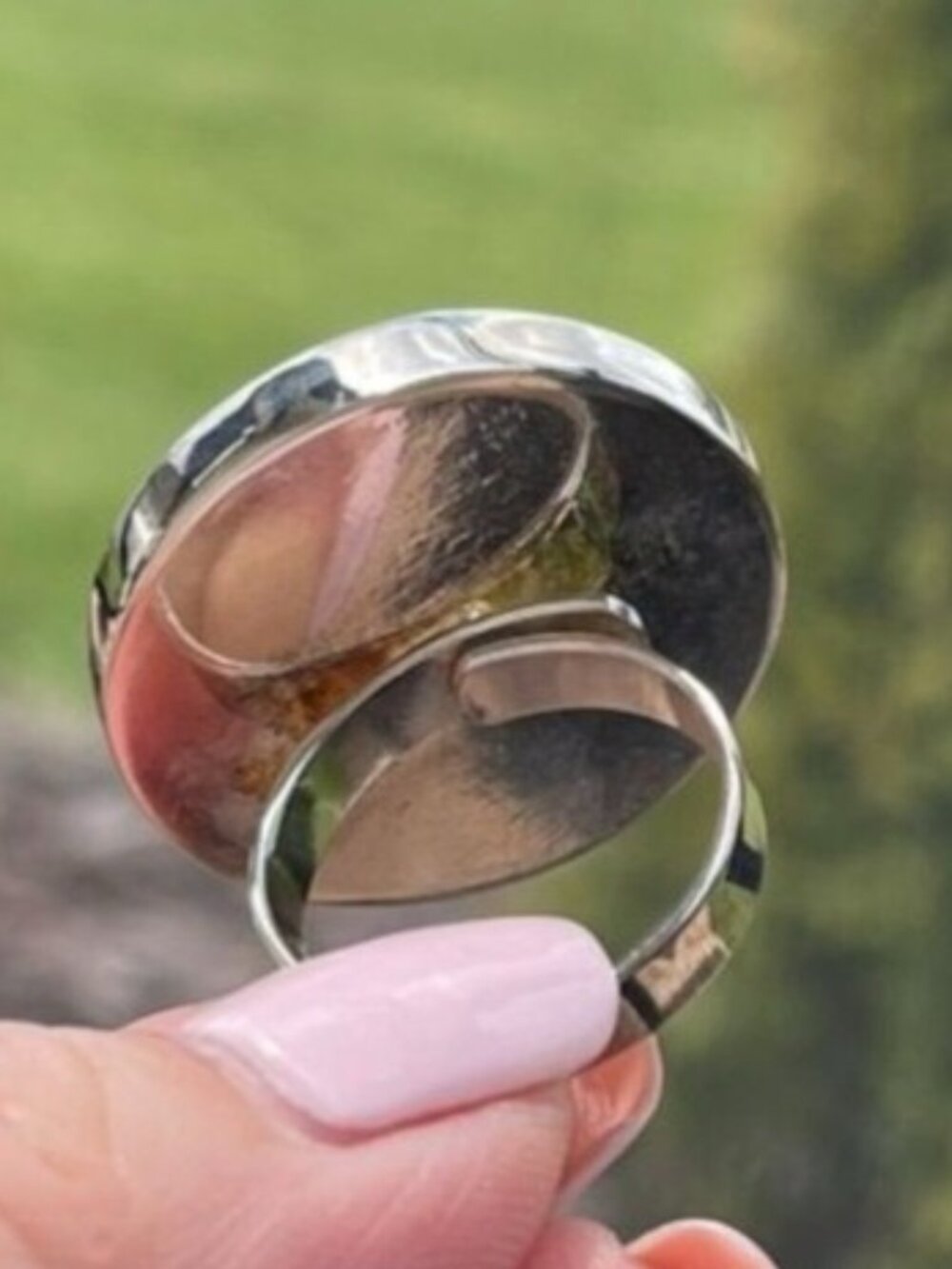Mexican Silver-Plated Red Stone Statement Ring Adjustable Size 7.5 - Picture 5 of 7